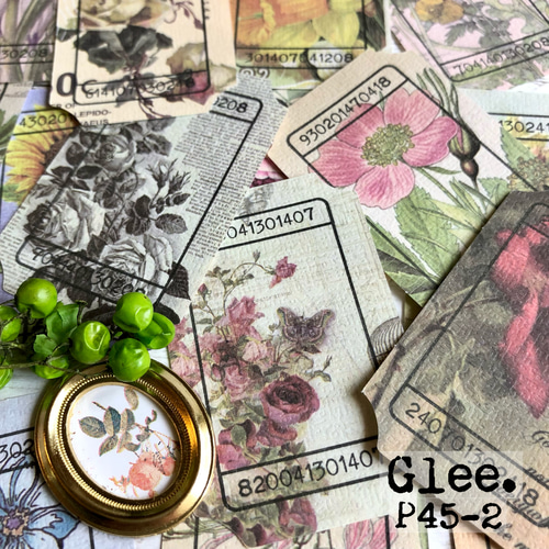 送料無料【P45-2 コラージュ素材】海外紙モノ 花 植物