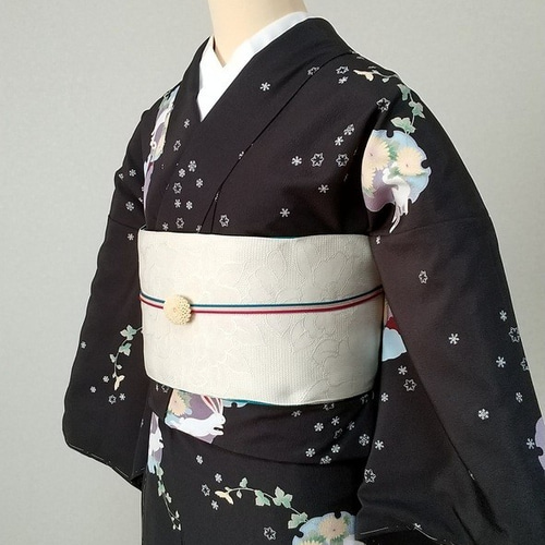 雪輪にうさぎ柄の着物 洗えるポリエステル着物 着物 文山染工 通販
