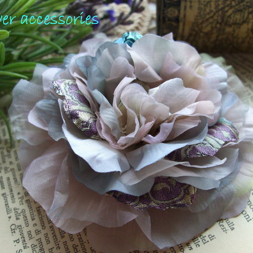 セール】布花 ふんわり2WAYコサージュ8（グレーピンク） コサージュ