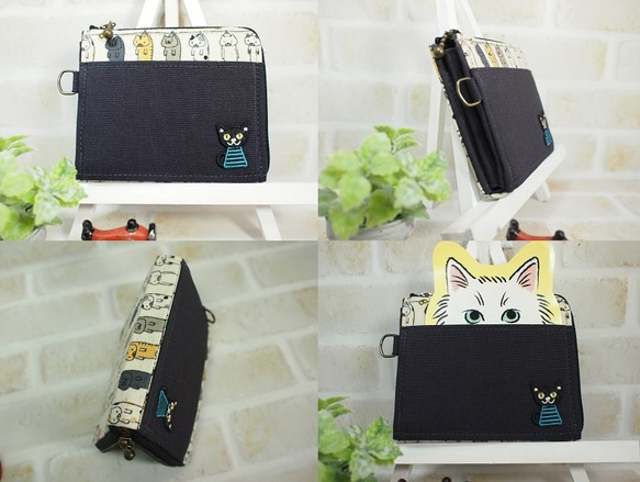 猫ちゃん達のひなたぼっこ　Ｌ型ファスナーミニ財布 3枚目の画像