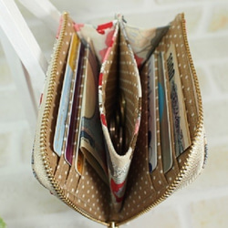 ❣❣＊＊在庫処分品＊＊❣❣　ハリネズミの刺繍ワッペン　Ｌ型ファスナーミニ財布（同生地持ち手付） 5枚目の画像