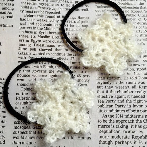 ビーズ雪の結晶ヘアゴム ヘアゴム 雪の結晶のガラスビーズ クリア 白 透明 パール 大きめ