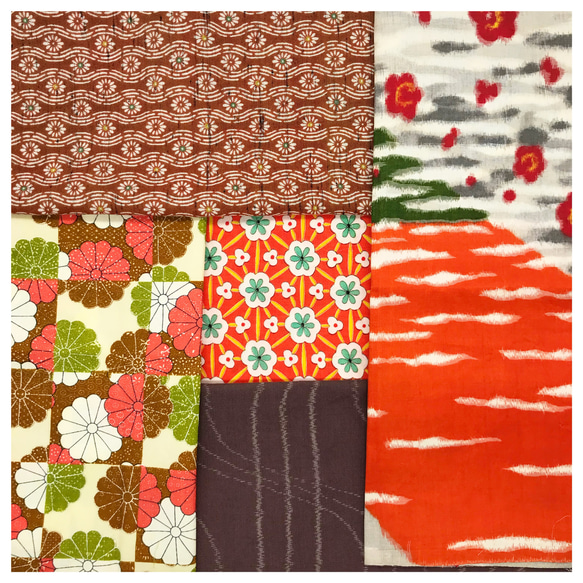送料無料【30㎝×30㎝】おしゃれ着物布生地はぎれ詰め合わせ5枚セット