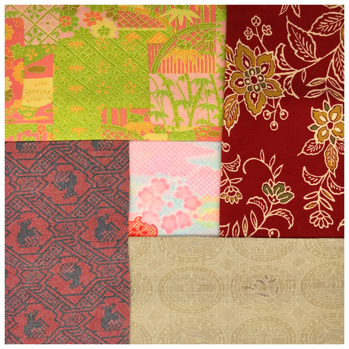 送料無料【30㎝×30㎝】おしゃれ着物布生地はぎれ詰め合わせ5枚セット