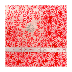 【10cm単位カット販売】赤色鮮やか菊模様の総柄布 おしゃれ着物生地通販 リメイク レトロ オレンジ 手芸材料 花柄 4枚目の画像