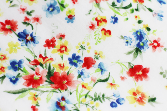 オリジナル半巾帯（小袋帯） リバーシブル仕立て 長尺 / 小花柄×デニム調ドット柄 3枚目の画像