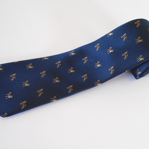 再販】ネクタイ 秋田犬 紺 シルク（絹）100 ネクタイ・蝶ネクタイ
