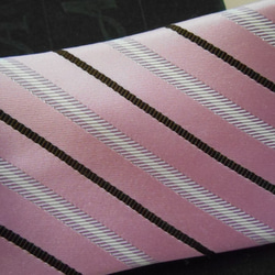 ネクタイ　ストライプ　ピンク　プラチナ糸 3枚目の画像