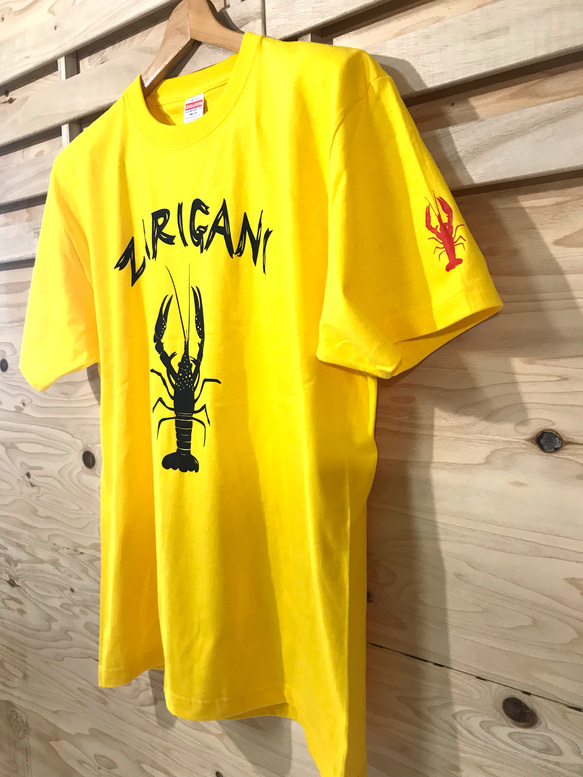 ザリガニTシャツ黄色S.M.L.XL送料無料 2枚目の画像