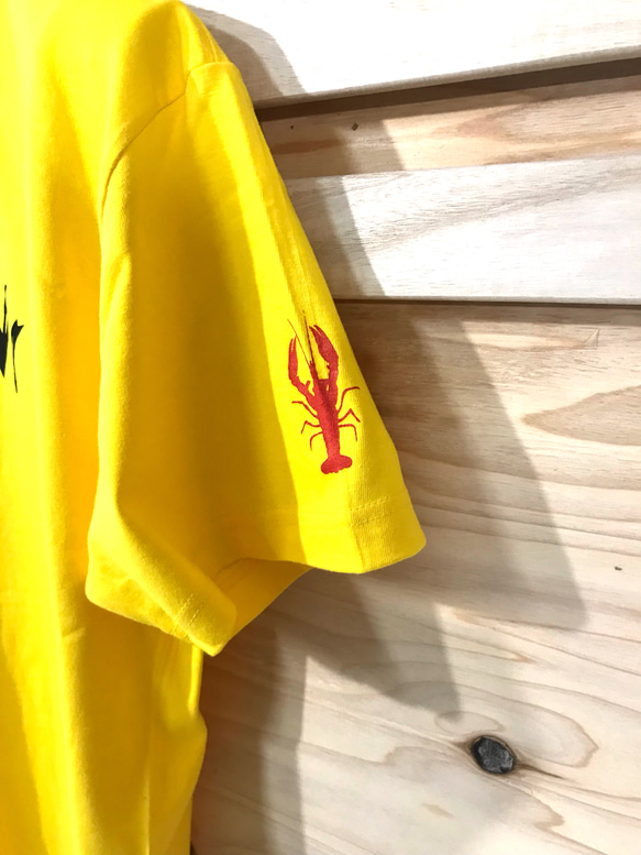 ザリガニTシャツ黄色S.M.L.XL送料無料 3枚目の画像