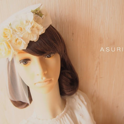 ウエディングハットボンネ風トークハット／銀座vogueにてオーダー制作 ウエディングハットボンネ風トークハット／銀座vogueにてオーダー制作