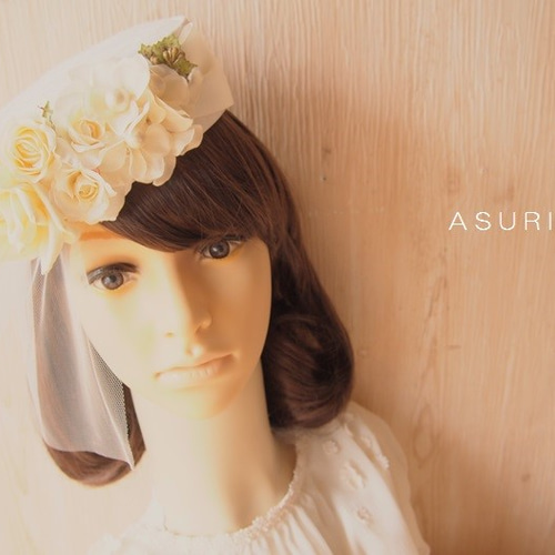 ウエディングハットボンネ風トークハット／銀座vogueにてオーダー制作 ウエディングハットボンネ風トークハット／銀座vogueにて