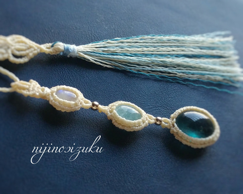 天然石 マクラメ編み ネックレス　3点まとめて ムーンストーンの3連 マクラメ編み 天然石ネックレス | SHANTi WALA