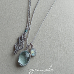 アクアマリンとムーンストーンのマクラメ編みネックレス ネックレス