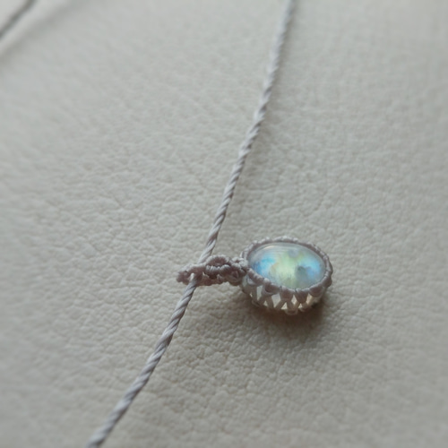 アクアマリンとムーンストーンのマクラメ編みネックレス ネックレス