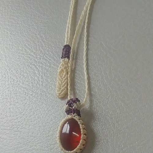 ルリミドリ様専用】インカローズ&ガーネットのマクラメ編みネックレス