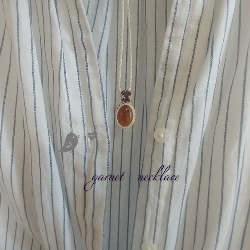 ガーネットのマクラメ編みネックレス ネックレス・ペンダント