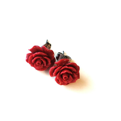 Jade様専用 イヤリング Red Rose coral pierce Ⅱ 1枚目の画像