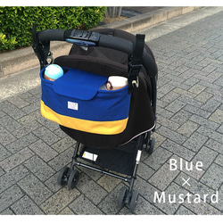 [再次上架2]嬰兒推車藍色×芥末迷你包 第2張的照片
