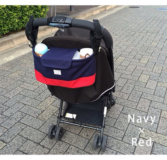 [Resale 26] Baby Stroller Mini Bag Navy x Red 第2張的照片