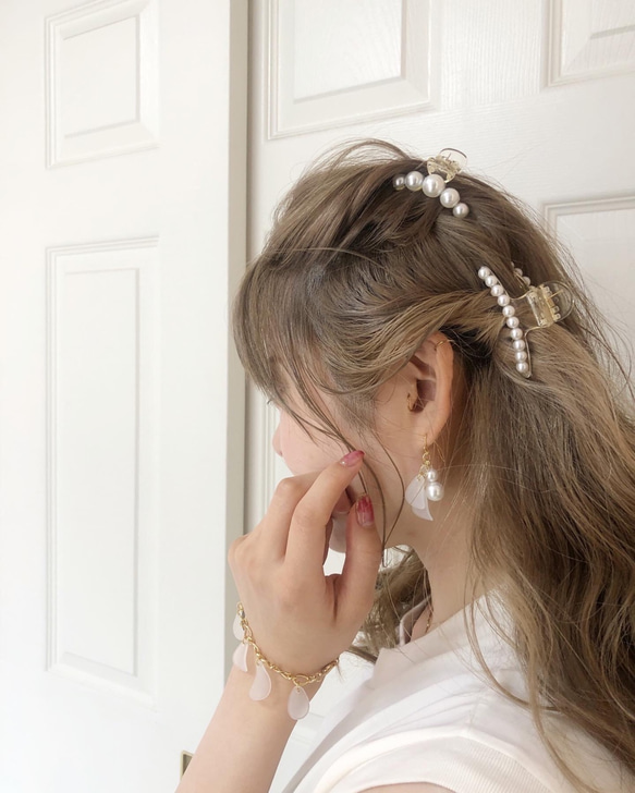 pearl mini hair clip 〜お好きな組み合わせ選べる2個セット〜 3枚目の画像