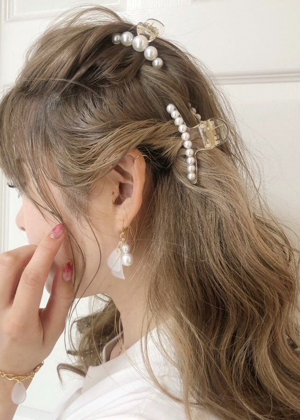 pearl mini hair clip 〜お好きな組み合わせ選べる2個セット〜 9枚目の画像