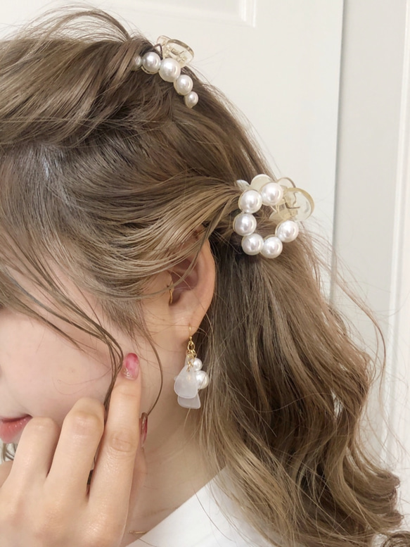 pearl mini hair clip 〜お好きな組み合わせ選べる2個セット〜 2枚目の画像