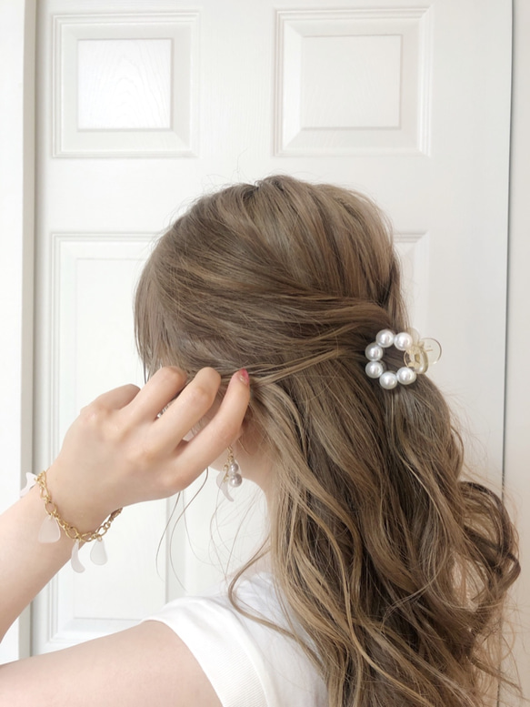 pearl mini hair clip 〜お好きな組み合わせ選べる2個セット〜 4枚目の画像