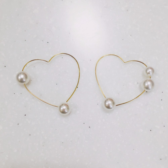 more love  heart  フープピアス♡ 3枚目の画像