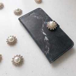 pearl black marble iphone ケース 5/5SE/6/6S/7/8/X/XS 3枚目の画像