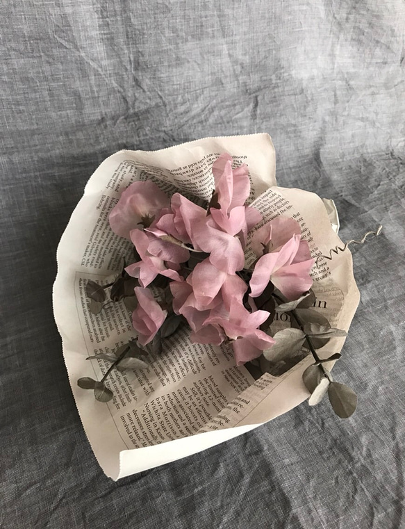 SALE〉布花ブーケ スイートピーとユーカリ アートフラワー atelier FR