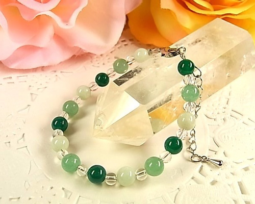 天然石 パワーストーン ブレスレット ☆翡翠 アベンチュリン 水晶
