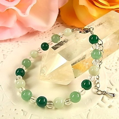 天然石 パワーストーン ブレスレット ☆翡翠 アベンチュリン 水晶