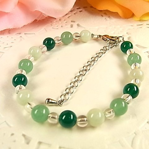 天然石 パワーストーン ブレスレット ☆翡翠 アベンチュリン 水晶