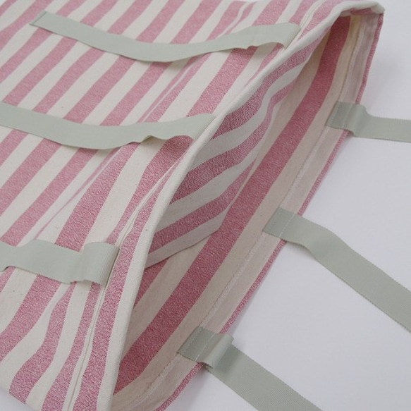 【カバーのみ】canvas stripes クッションカバー ribbon SQ 5枚目の画像
