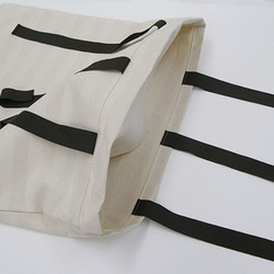 【カバーのみ】canvas stripes クッションカバー ribbon SQ 3枚目の画像