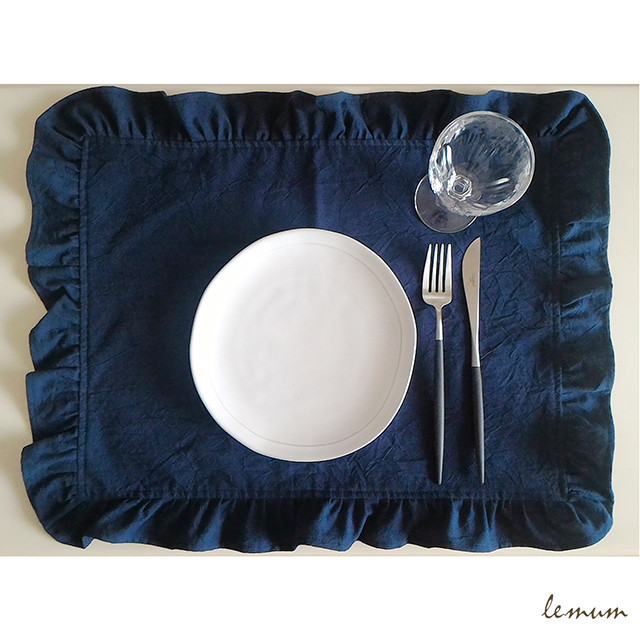 ふわふわまる様　ランチョンマットシワになりにくい　薄ネイビー