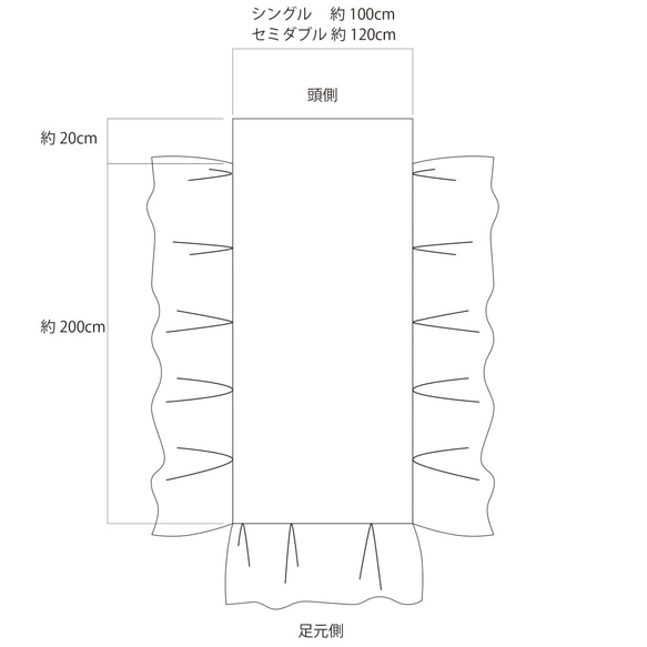 drawers ベッドスカート Sシングル グレー 6枚目の画像