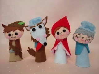 フランスアンティーク赤ずきんちゃんパペット　指人形　操り人形　劇場　紙芝居