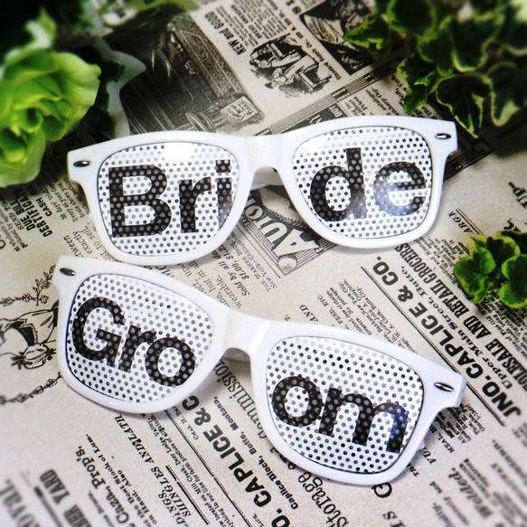 Groom×Bride×Usher×Bridesmaid 8パック ウェディングサングラス  モノトーン 白黒 3枚目の画像