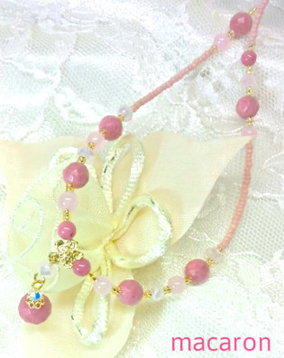 春色♪ピンク♡ピンクネックレス 3枚目の画像