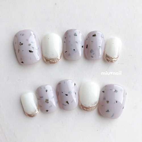 200］ダルメシアン×ミラーニュアンスネイル ネイルチップ（つけ爪  