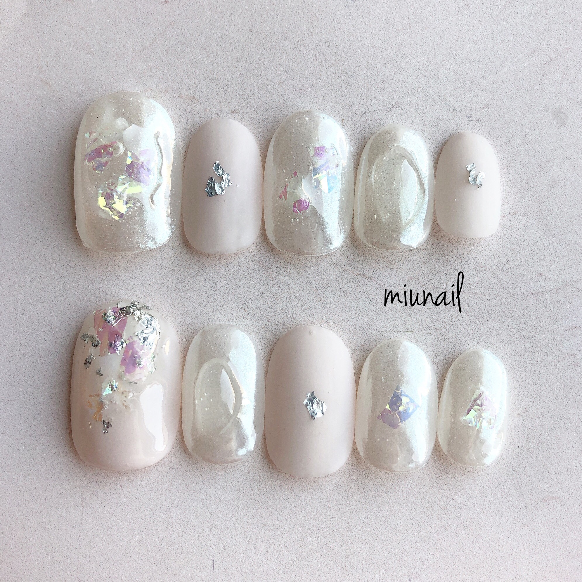 227］氷ネイル/結婚式ネイル/オーロラネイル/ミラーネイル/ニュアンス  