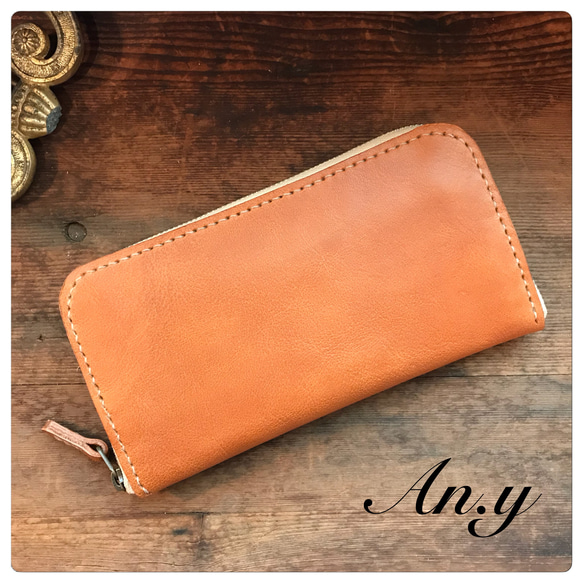 栃木レザーラウンドファスナー長財布＊オイルバケッタCamel 長財布 An  