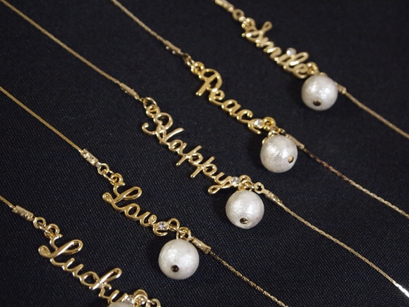 cotton pearl letterd bracelet 3枚目の画像