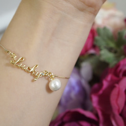 cotton pearl letterd bracelet 4枚目の画像