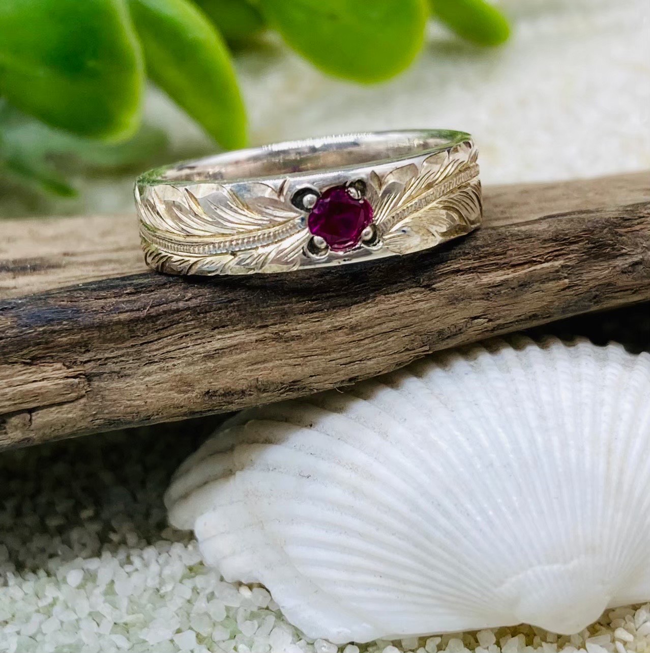 ルビーハワイアンリング　マイレ　＃11