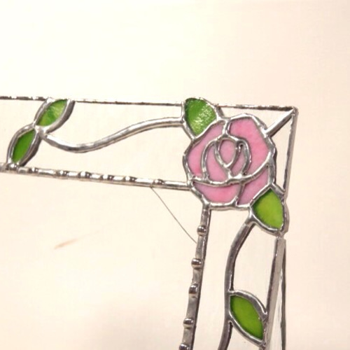 ステンドグラス フォトフレーム＊ピンクとブルーの薔薇＊①