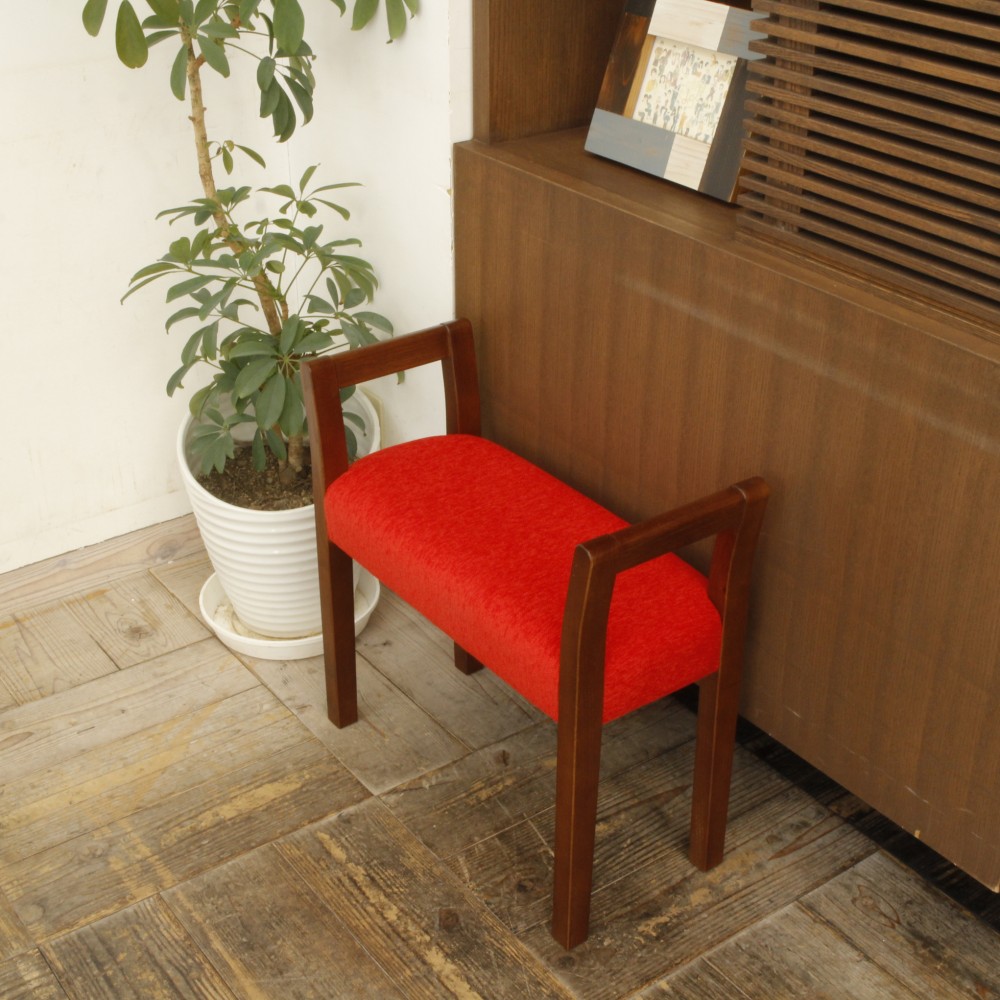 玄関スツール ダブルアーム（BR×ANレッド）