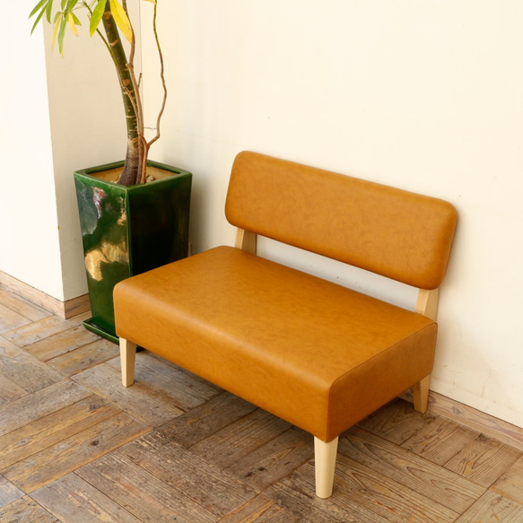 【Creema限定】1.5s Standard-L(左) sofa (NA × 合成皮革キャメル Ba-01） 2枚目の画像